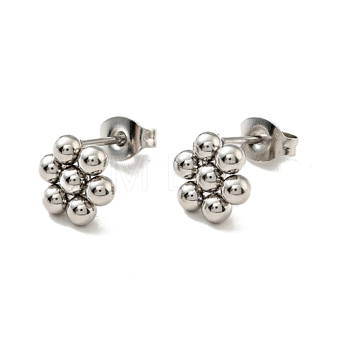 201 Stainless Steel Flower Stud Earrings with 304 Stainless Steel Pins for Women EJEW-C033-01P-1