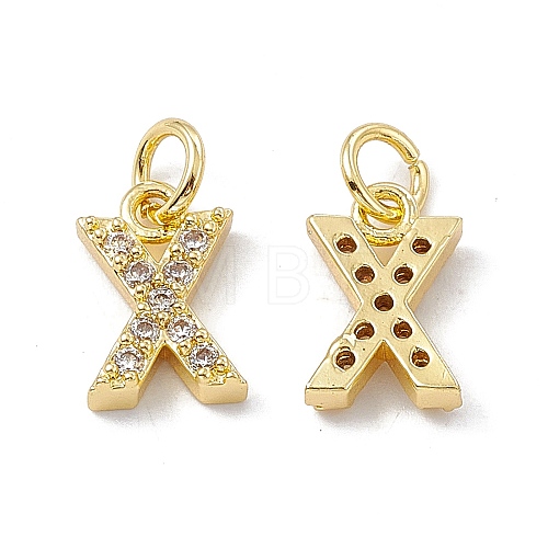 Real 18K Gold Plated Brass Micro Pave Clear Cubic Zirconia Charms KK-E068-VB452-X-1