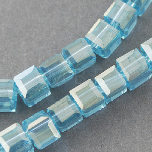 Electroplate Glass Beads Strands EGLA-R030-8x8mm-27-1