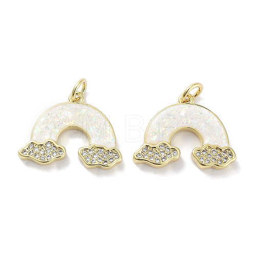 Brass Micro Pave Clear Cubic Zirconia Pendants KK-L213-034G-1