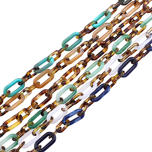6 Strands 6 Colors Handmade Acrylic Figaro Chains AJEW-FH0002-03-1