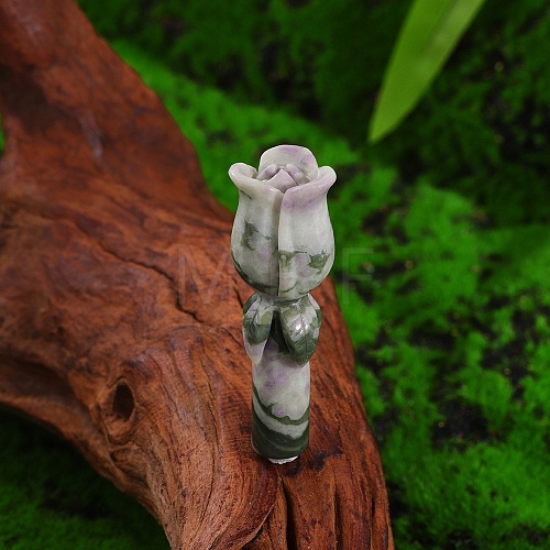 Natural Peace Jade Carved Rose Figurines Statues for Home Office Desktop Decoration PW-WGD51D9-01-1