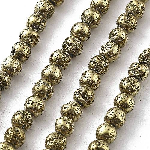 Electroplated Natural Lava Rock Beads Strands G-A251-B01-01F-1