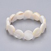 Natural White Shell Mother of Pearl Shell Stretch Bracelets BJEW-P261-B01-2