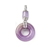 Dyed Natural Myanmar Jade Flower Column Donut Pendants KK-Q050-04-2