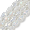 Opaque Solid Color Electroplate Glass Beads Strands EGLA-N013-J8mm-B03-1