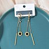 304 Stainless Steel Crystal Rhinestone Flat Round Tassel Hoop Earrings EJEW-G453-02G-1