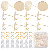 30Pcs Drawbench Flat Round Brass Stud Earring Findings KK-CN0002-37-1