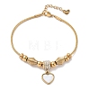 European Style Polymer Clay Rhinestones & 201 Stainless Steel & Natural Shell Charm Bracelets BJEW-G765-03G-02-4