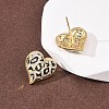 Heart Brass Micro Pave Clear Cubic Zirconia Stud Earrings EJEW-H178-09G-02-3