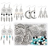 DIY Woven Net/Web with Feather Earring Making Kits DIY-FS0008-65-1