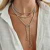 CCB Plastic Round Beaded Multilayer Lariat Necklaces with Alloy OT Clasps for Women WGD6FEE-02-1