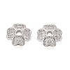 Brass Micro Pave Clear Cubic Zirconia Bead Caps KK-Q071-12P-02-1