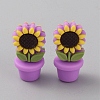 Sunflower Flowerpot Food Grade Eco-Friendly Silicone Beads SIL-TAC0002-20F-1
