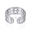304 Stainless Steel Oval Wrap Open Cuff Ring RJEW-T023-46P-2