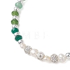 Dyed Natural Malaysia Jade Rondelle & Cultured Freshwater Pearl Beaded Stretch Bracelets BJEW-JB13380-03-4