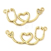 Rack Plating Brass Micro Pave Clear Cubic Zirconia Connector Charms KK-C030-20G-1