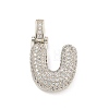 Brass Micro Pave Clear Cubic Zirconia Pendants KK-B099-01P-U-1