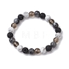8.5mm Round Natural Larvikite & Howlite & Synthetic Smoky Quartz & Natural Lava Rock  Bead Stretch Bracelets for Women BJEW-JB10944-03-1