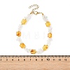 Natural Amber & Quartz Crystal Beaded Bracelets for Women BJEW-JB14197-4