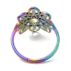 Ion Plating(IP) 304 Stainless Steel Hollow Flower Adjustable Ring for Women RJEW-M149-09RC-2