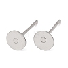 Tarnish Resistant 304 Stainless Steel Flat Round Blank Peg Stud Earring Findings STAS-S028-24-1