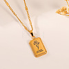 304 Stainless Steel Birth Flower Tag Pendant Necklaces for Women WG25FDF-12-1