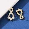 Brass Micro Pave Clear Cubic Zirconia Infinity Stud Earrings EJEW-F400-13G-2
