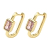Brass Pave Single Cubic Zirconia Hoop Earrings KK-CBA98BA-18G-4