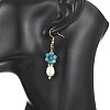 Natural Agate Cultured Freshwater Pearl Beads Dangle Earrings EJEW-JE07201-2