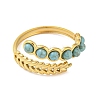 Synthetic Turquoise Beaded Open Cuff Ring RJEW-G293-01C-2