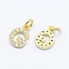Brass Micro Pave Grade AAA Cubic Zirconia Charms ZIRC-P067-11G-G-NR-1