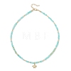 3Pcs 3 Styles Ocean Brass Turtle Pendant Faceted Round  Natural Aquamarine & Amazonite & Dyed Agate Beaded Necklaces NJEW-JN05736-5