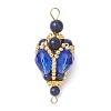 Bohemian Natural Lapis Lazuli Round with Glass Beaded Teardrop Links Connector Charms PALLOY-MZ01227-03-1