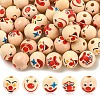 20Pcs Printed Wood European Beads WOOD-YW0001-55A-2