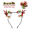 ANATTASOUL 2Pcs 2 Style Christmas Theme Antler Cloth & Iron Alligator Hair Bands MRMJ-AN0001-01-3