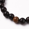 Natural Wood Round Beads Stretch Bracelets BJEW-JB05660-4