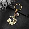 Stainless Steel Hollow Moon Cat Keychains KEYC-JKC00585-01-2