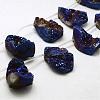 Electroplated Natural Druzy Agate Beads Strands G-N0259-02-1