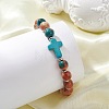 Dyed & Heated Synthetic Fossil & Dyed Turquoise Beads Stretch Bracelets for Women Men BJEW-JB13690-2
