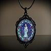 Oval Gothic Alloy Glass Halloween Pendant Necklaces for Women FS-WG73C21-06-1