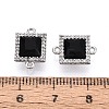 Brass Micro Pave Clear Cubic Zirconia and Glass Connector Charms KK-N287-29P-3
