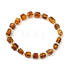 Natural Amber & Non-magnetic Synthetic Hematite Beaded Stretch Bracelets for Women Men BJEW-JB13737-3