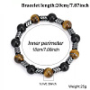 European Synthetic Non-magnetic Hematite & Natural Obsidian & Lava Rock & Tiger Eye Beaded Stretch Bracelets for Men XR3727-7-1