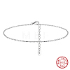 925 Sterling Silver Ball Chain Anklet AJEW-Z029-15P-1