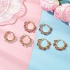 3 Pairs Brass Natural Gemstone Hoop Earrings EJEW-TA00782-1