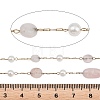 Natural Rose Quartz Nuggets & 316 Stainless Steel Handmade Link Chains CHS-K021-14G-12-3