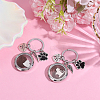 2Pcs 2 Styles 304 Stainless Steel & Glass & Alloy Enamel & 201 Stainless Steel Locket Pendant Keychains KEYC-DR00025-3