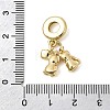Brass Black and Pink Enamel European Dangle Charms KK-Z150-04G-3