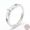 Anti-Tarnish Adjustable Rhodium Plated 925 Sterling Silver Design Ring Mounts Fittings with Pearl Seat X-STER-I016-016P-5